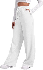 Women's Wide Leg Sweatpants Cozy Fleece Casual Jogger Pants Straight Leg Baggy Elastic High Waisted Yoga Pants