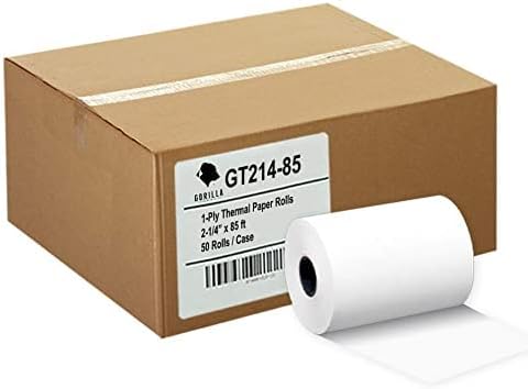 (50) Gorilla Supply 2 1/4 x 85 Thermal Paper Receipt Rolls Clover Mini Verifone VX510 VX570 FD50 T4220, 2.25 x 85 ft, POS/Cash Register Paper, BPA Free, 50 Rolls