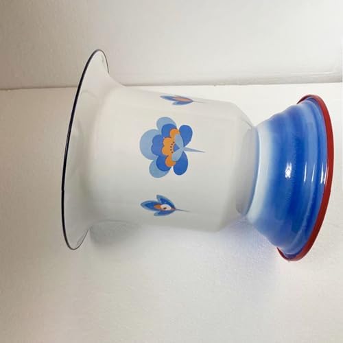 Enamel Spittoon Chamber Pots for Women and Men with Lid Urinal Bucket Toilet Bed Pans Handheld Portable Household(Blue a,Large)