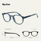 OPULIZE ZEN Reading glasses for Women Men,Scratch Resistant Round frame with Spring Hinges, Shiny Turquoise Blue Pattern +2 (Pack of 1)