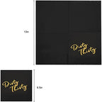 Gold Napkins, Apriciti Cocktail Napkins Birthday Party Napkins Paper with Gold Foil for Thirty Birthday Anniversary Dessert Beverage Table Decorations (Black-Thirty, 100 Count)