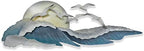 SEAGULLS ON WAVES METAL WALL ART, Blue