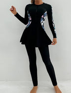 IDOPIP Muslim Swimsuits for Women Modest Burkini Islamic Arabic Swimwear Full Cover Long Sleeve Rash Guard Pants Bathing Suit