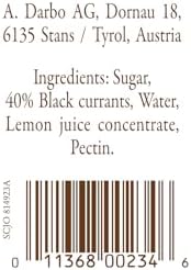 D’arbo All-Natural Blackcurrant Seedless Fruit Spread, 16 oz – Crafted Tradition, Pure Fruit Flavor No Artificial Preservatives—Ensuring a Naturally Sweet and Flavorful Spread.