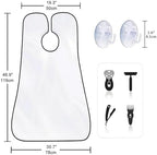 Beard Bib Apron for Men, Father's Day Gift Beard Trimming Catcher Bib for Shaving & Hair Clippings, Waterproof Non-Stick Hair Catcher Grooming Cloth with 2 Suction Cups(White)