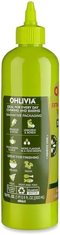 Ohlivia Squeeze Extra Virgin Olive Oil - 100% Italian, Cold Pressed EVOO for Cooking & Finishing in a Squeeze Bottle, Authentic Imported Product of Italy - 16.9 fl oz / 500 ml