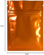 100 Durable Double-Sided Metallic Foil Mylar Flat QuickQlick Zipper Seal Bag 7.5x10cm (3x4") (Orange)