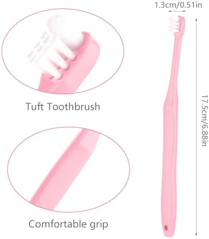 WLLHYF End Tuft Toothbrush, 4PCS Nylon Soft Bristle Tiny Small Tooth Brush, Hard to Reach Areas Dental Detail Cleaning for Adults-Around Crowns Bridges Implants