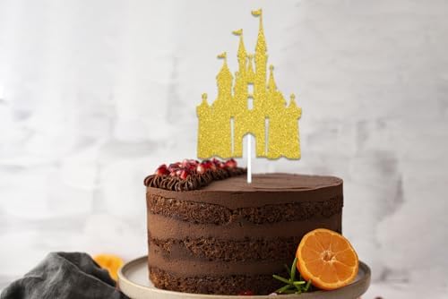 Castle Cake Topper - Princess Cake Decorations - Princess Birthday Party Decorations Gold