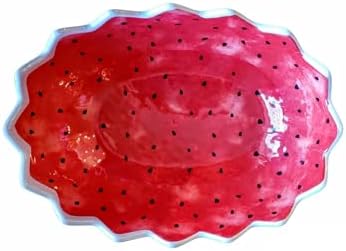 Generic Melamine Plastic Watermelon Medium Size Salad Serving Bowl - Light Weight - 12 x 9 x 4 Green and Watermelon Colors
