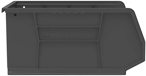 Akro-Mils 30250 AkroBins Plastic Storage Bins, Space-Saving Stackable Bins for Garage, Pantry, Craft Organization, 15" x 16" x 7", Black, 6-Pack