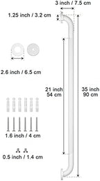2 Pack 36 Inch Anti Slip Shower Grab Bar Oil Rubbed White 1.25" Diameter,Munzong Bathroom Grab Bar, Knurled Bathroom Balance Bar,Safety Hand Rail Support Handicap Elderly Senior Assist Bath Handle