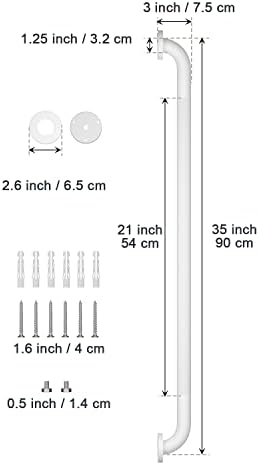 2 Pack 36 Inch Anti Slip Shower Grab Bar Oil Rubbed White 1.25" Diameter,Munzong Bathroom Grab Bar, Knurled Bathroom Balance Bar,Safety Hand Rail Support Handicap Elderly Senior Assist Bath Handle