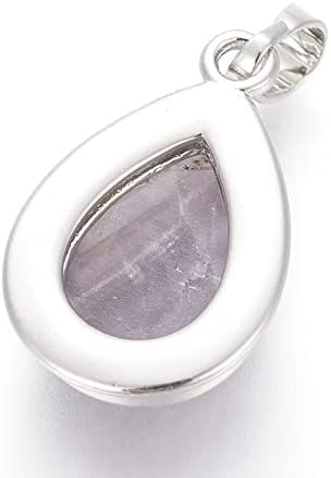 1Pcs Teardrop Natural Amethyst Pendants, Gemstone Pendant with Brass Findings Platinum Pendant Necklace for Necklace Bracelet Jewelry Making DIY Craft Making, 26x16~17x8~10mm