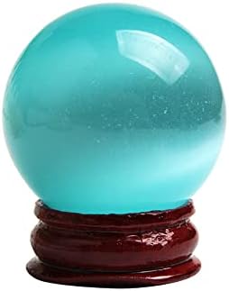 Acxico 1 pcs 40mm Rare Natural Blue Eye Cat Quartz Sphere Crystal Ball Healing Stone Decor