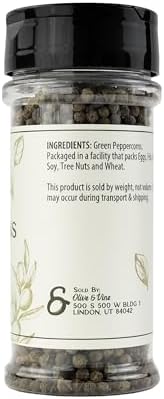 Olive & Vine Green Peppercorns, Subtle Heat, For Sauces & Marinades, Rich Tradition, Authentic Taste, For Global Recipes (2.88 Ounce)