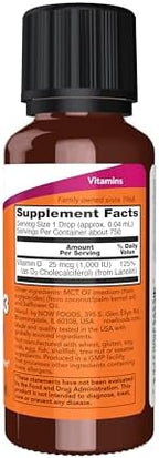 NOW Foods Supplements, Liquid Vitamin D-3, Extra Strength, Structural Support*, 1-Ounce
