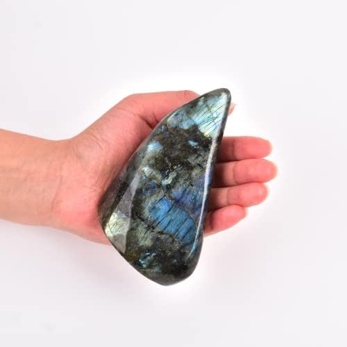 JIC Gem Labradorite Palm Stone Crystal,100% Natural and Handcrafted, Irregular Polished Healing Crystal Gemstones,Worry Stone with Healing & Calming Effects (0.5-0.8 Lb)