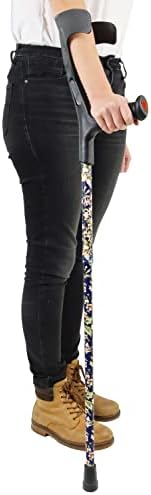 PEPE Mobility Folding Crutches for Adults, Open Cuff, Adjustable Height, Aluminium, Orthopaedic, Flowers, Elbow Crutches Women and Men