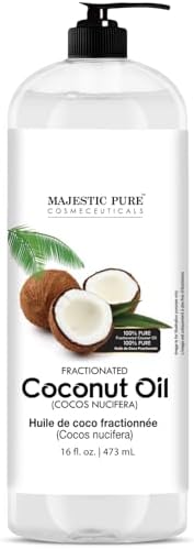 Majestic Pure Fractionated Coconut Oil - Relaxing Massage Oil, Liquid Carrier Oil for Diluting Essential Oils - Skin, Lip, Body & Hair Oil Moisturizer & Softener - 16 fl oz