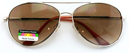 Metal Tear Drop Progressive No Line Reading Glasses Tri-Focal Reader Outdoor Sunglasses