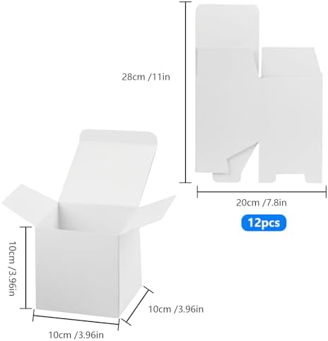 QBXMY7 10Pcs Small Gift Boxes with Lids,Mini White Gift Box,Cardboard Paper Present Box Favour Box,Small Party Favor Boxes for Birthday Wedding Christmas Bridesmaid Gift Box with Lid,3.9x3.9x3.9in