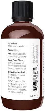 NOW Essential Oils, Lavender Oil, Soothing Aromatherapy Scent, Steam Distilled, 100% Pure, Vegan, Child Resistant Cap, 4-Ounce