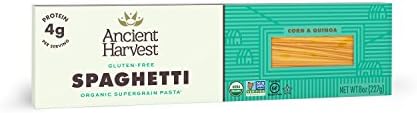 Ancient Harvest Organic Gluten-Free Corn and Quinoa Supergrain Spaghetti Pasta, 8 oz. Box (Pack of 12), Plant-Based Pasta with the Same Great Taste and Texture of Traditional Pasta