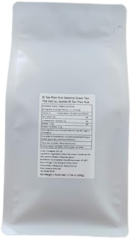 Oriarm Bi Tan Piao Xue Jasmine Green Tea Loose Leaf - Chinese Green Tea Leaves with Jasmine Flowers - Yuqian 3rd Grade - 1000g (2 x 500g Ziplock Resealable Bags)