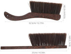 Cabilock Hand Broom Dusting Brush Set with Wood Handles, Thick Bristle Bed Cleaning Brush, Soft Whisk Broom for Sofa, Car, and Household Dusting, 2pcs (Curved + Straight Handle)