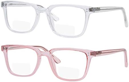 Yogo Vision 2 Pack Bifocal Reading Glasses Readers for Men Women Anti Glare Lightweight Eyeglasses
