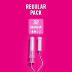 Flo - Organic Cotton Tampons for Women - 32 Pack (32 Regular Tampons) - Leak Proof - No Synthetic Fibers, Chlorine Bleach, or Added Dyes - Bio-Plastic Applicator - Feminine Care - Vegan & Cruelty Free