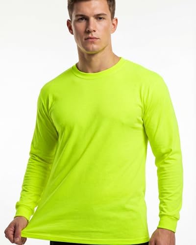 JaGely 10 Pcs Long Sleeve High Visibility Shirt Bulk Men Safety Hi Vis Construction Work T-Shirt Pullover Crewneck Sweatshirt