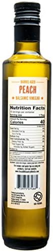 Peach Balsamic Vinegar - Gourmet Barrel Aged Infused Balsamic Vinegar - Great for Dressing Dipping Glazing - No Artificial Flavors or Added Sugar - Made in Texas (16.9 oz)