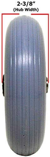 8" x 2" (200x50) Heavy Duty Wheel (Each) for Jazzy, Pride, Jet Power and Many Other Standard Wheelchairs. Firm Tread for Easier Rolling (Grey). 5/16" (8 mm) Bearing, 2-3/8" (60 mm) Hub Width