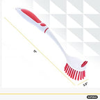 Dish Brush with Handle Vegetable Brush Double Sided Cleaning Brush Scrubber Non Scratch Scrub Brushes Kitchen Brush for Cooking, Foods- Fruits/Potatoes/Veggies, Sinks, Bath-Blue/Red, 2 Pack-Superio