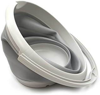 SAMMART 10L (2.6 Gallon) Collapsible Plastic Bucket - Foldable Round Tub - Portable Fishing Water Pail - Space Saving Outdoor Waterpot, Size 33cm Dia (1, Grey)