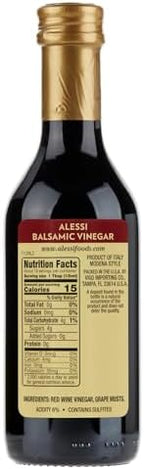Alessi Balsamic Autentico from Italy, Premium Aceto, Stile Modena, Ideal on Caprese Salad, Fruits, Cheeses, Meats, Marinades 250 mL 8.5 Fl Oz (Pack of 1) + CreateAndBundle Sticker