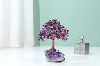Jovivi Natural Amethyst Healing Crystal Money Tree on Amethyst Cluster Geode Druzy Base Feng Shui Crystals for Home Office Desk Decorations, Wealth, Good Luck