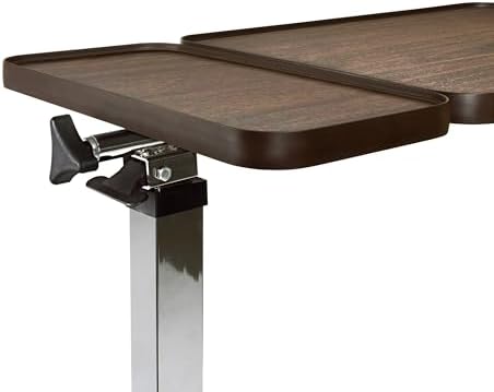 Vaunn Medical Pneumatic Adjustable Tilt Overbed Bedside Table with Wheels for Hospital and Home Use