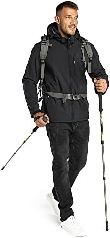 Outdoor Ventures Men's Lightweight Softshell Jacket Fleece Lined Hooded Water Resistant Winter Hiking Windbreaker Jackets