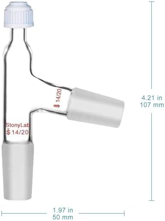 StonyLab 3 Way Distilling Thermometer Adapter with 14/20 Joints and Screw Cap for Distillation Apparatus