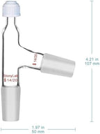 StonyLab 3 Way Distilling Thermometer Adapter with 14/20 Joints and Screw Cap for Distillation Apparatus