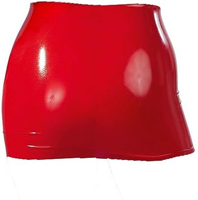 EXLATEX Women's Latex Rubber Gummi Black Mini Skirt