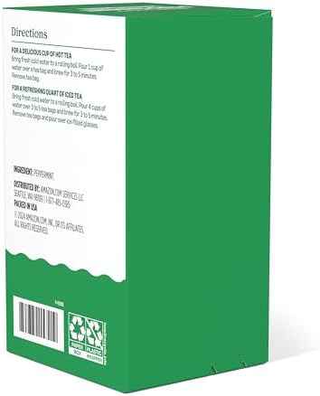 Amazon Grocery, Peppermint Herbal Tea Bags, 20 Ct