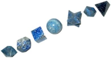 Wow Lapis Lazuli 7 Stones Sacred Geometry Sets Gemstone Platonic Solid Top Grade Quality Merkaba Star w/Velvet Pouch Attractive