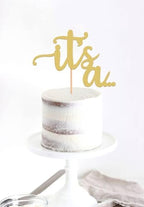It's a Cake Topper - Glitter Golden Boy or Girl Baby Reveal Party Cake Decorations, Perfect for Gender Reveal, Baby Shower or Photo Booth Props