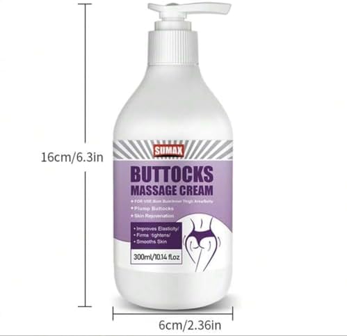 Generic 10.14oz Buttocks Massage Cream Hip Body Lotion Contains Collagen and Stem Cell Essence to Tighten The Skin, Moisturize and Create A Full, Natural and Elastic Hip, White
