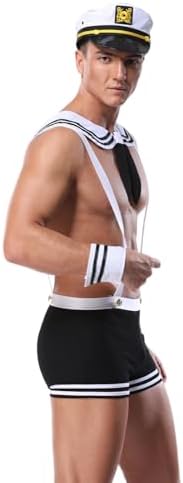 Sexy Sailor Costume Men Sexy Exotic Apparel Male Stripper Costume Outfit Lingerie Cosplay Uniform Set Party Role Play Costumes Lingerie for Birthday Halloween Valentines Day