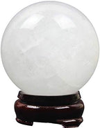 1.6" Natural Quartz Crystal Healing Ball - Wind Crystal Ball for Lucky Wealth Protect The House (White)